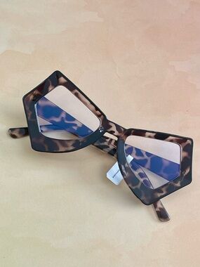 Anthropologie Tortoiseshell Geometric Butterfly Cat-Eye Anti Blue Light Glasses